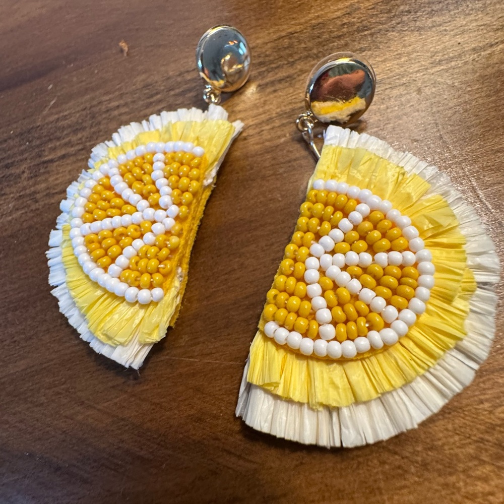 LOFT Yellow and White Beaded Earrings